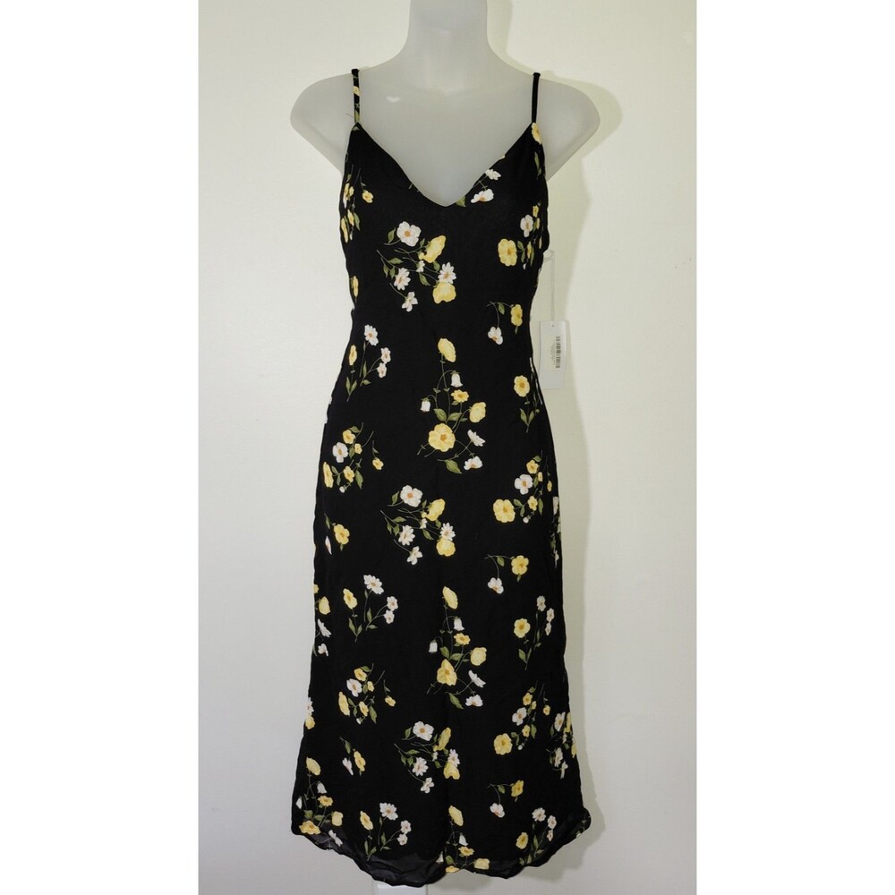 NWT REFORMATION Dietrich Midi Dress Sz 2 Petite Piazza Floral Black Print